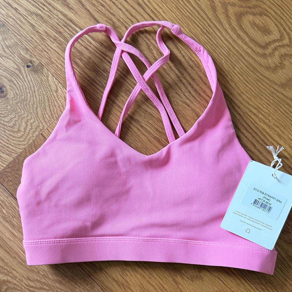 Allfenix Eco Rib Strappy Sports Bra Pink/with Tags